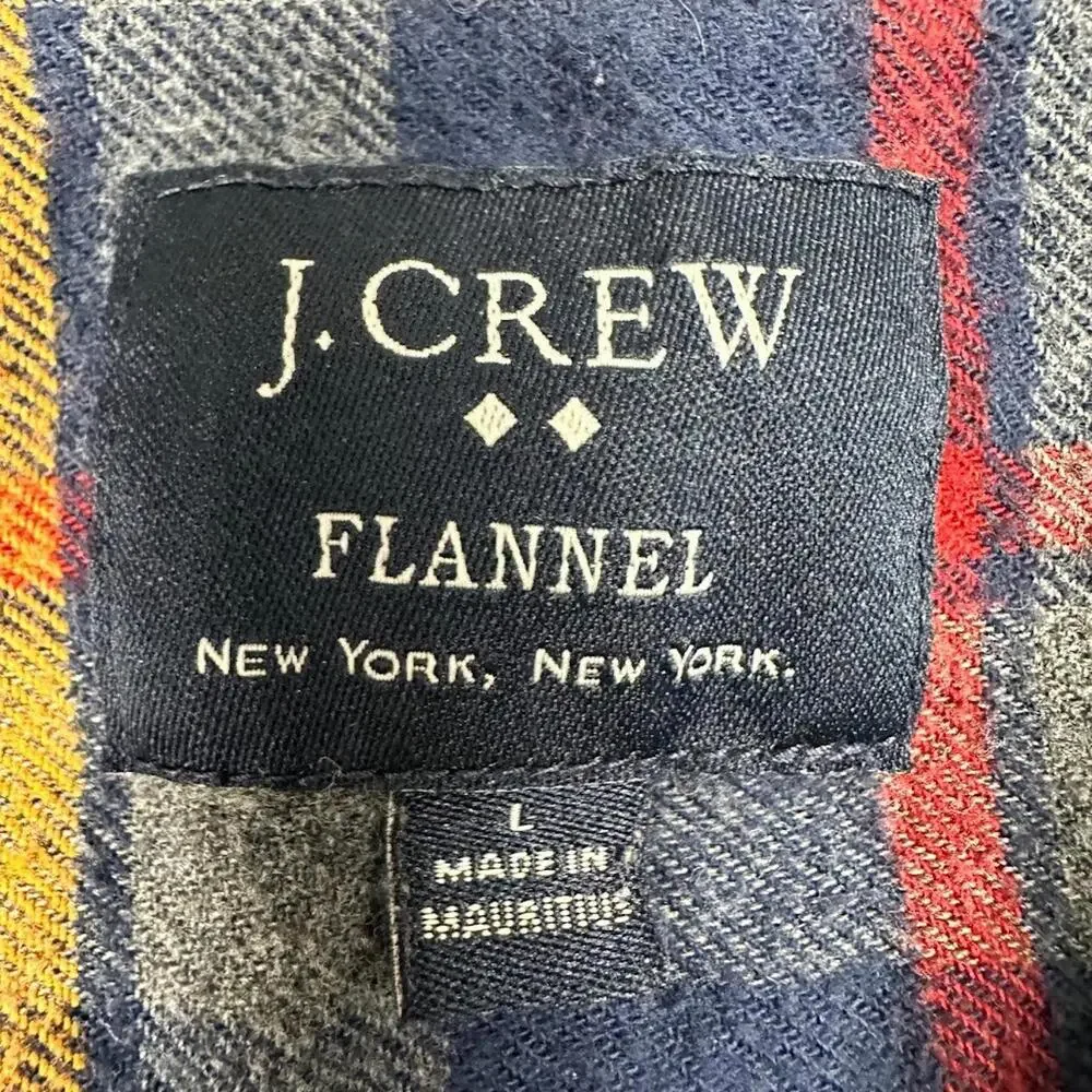 J.‎ Crew Flannel Shirt Blue Red Yellow Button Down Men’s Large New York Plaid